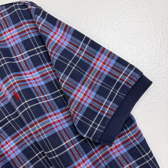 Vtg Polo Ralph Lauren Shirt Mens XL Plaid Red Blue Short Sleeve Button Casual * - Picture 9 of 11